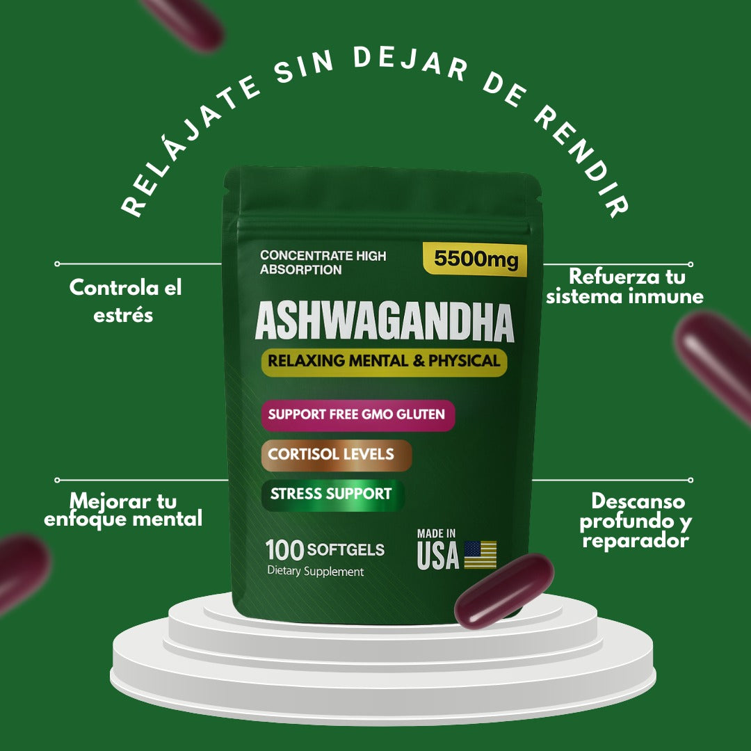 Ashwagandha 5500mg – Relájate Sin Dejar de Rendir ( 100 Cápsula )