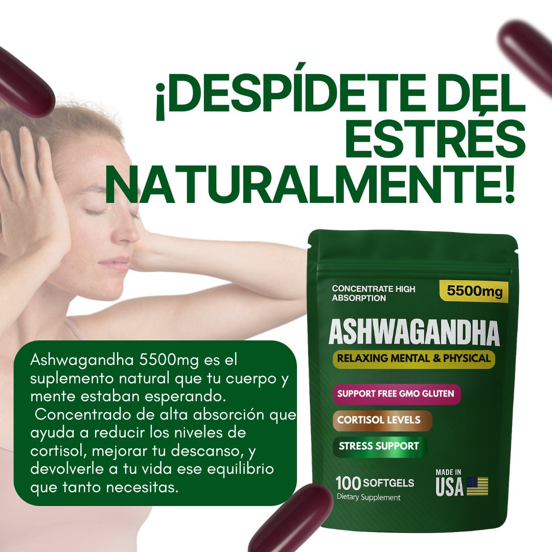 Ashwagandha 5500mg – Relájate Sin Dejar de Rendir ( 100 Cápsula )