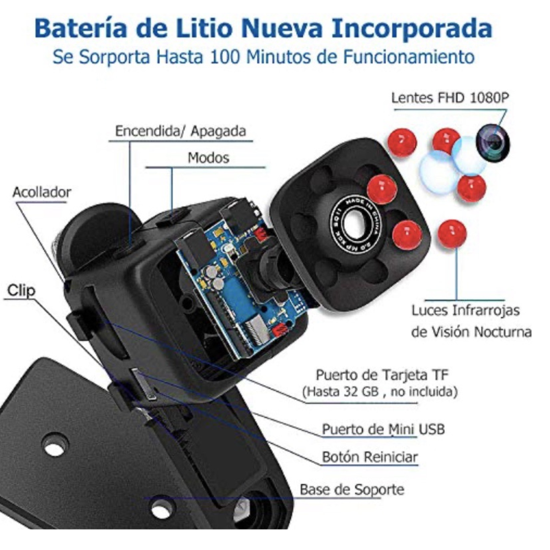 🛡️ Mini Cámara SQ11 HD – Protege a tu familia en todo momento