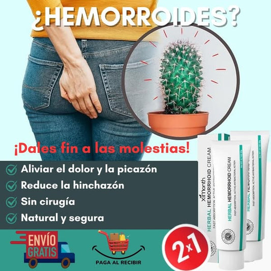 2x1 - Crema Herbal para Hemorroides - Mejora tu vida sin dolor ni ardor