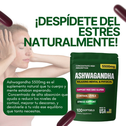 Ashwagandha 5500mg – Relájate Sin Dejar de Rendir ( 100 Cápsula )